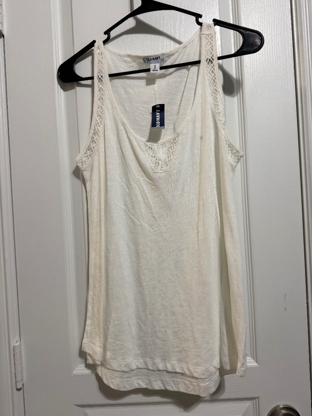 OLD NAVY White Crochet Trim Cotton Modal Tank Top NWT Size M
